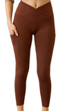 BROWN CROSS WAISTBAND Leggings /Brown
