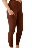 BROWN CROSS WAISTBAND Leggings /Brown