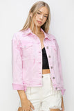 Oversized Distressed Jacket /Pink