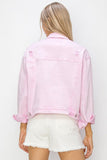 Oversized Distressed Jacket /Pink
