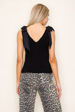Tie Sleeveless Sweater/Black