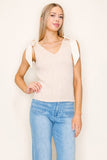 Tie Sleeveless Sweater /Cream