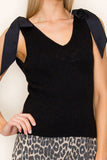 Tie Sleeveless Sweater/Black