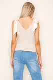 Tie Sleeveless Sweater /Cream