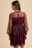 Ruffle Lace Dress/Merlot