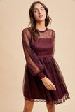 Ruffle Lace Dress/Merlot