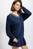 V-Neck Lightweight Sweater -Navy