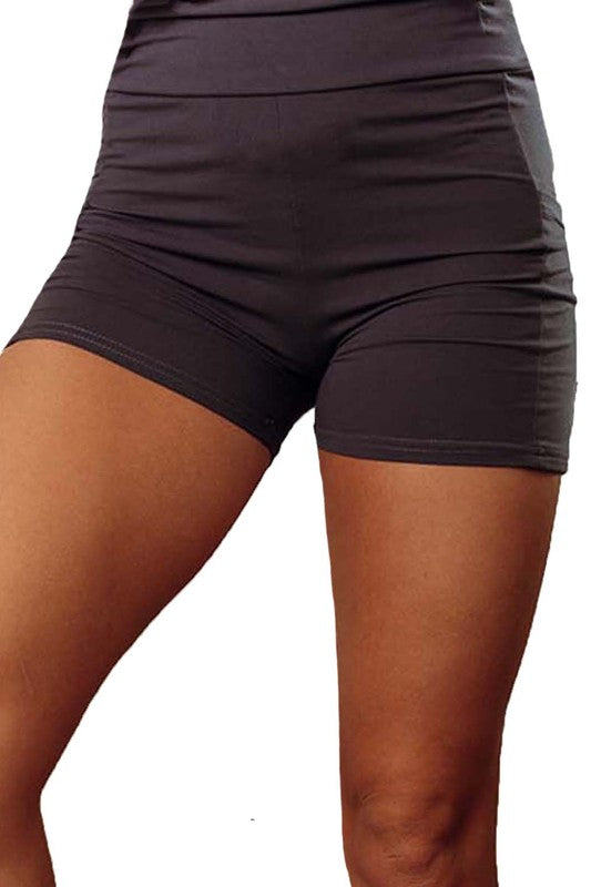 CHARCOAL YOGA FITTED SHORTS