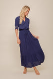 Navy Flutter Sleeve Dress