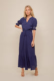 Navy Flutter Sleeve Dress