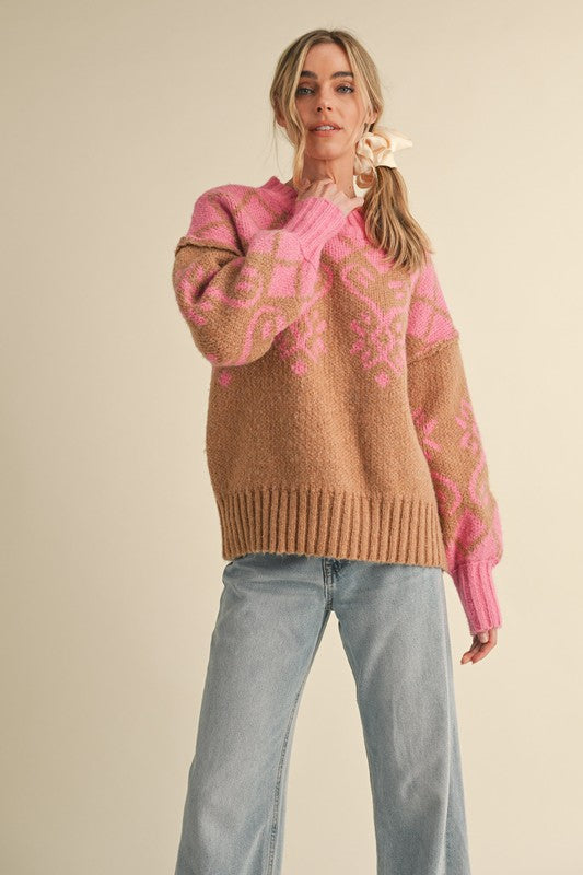 Pink And Camel sweater