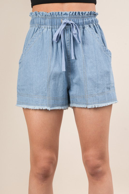 Chambray Denim Shorts