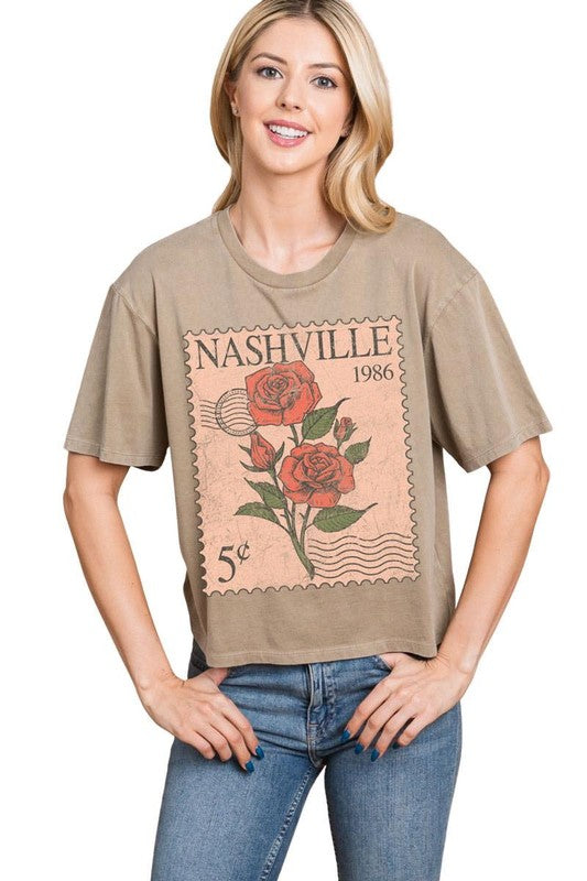 Postage Stamp T-Shirt /Taupe