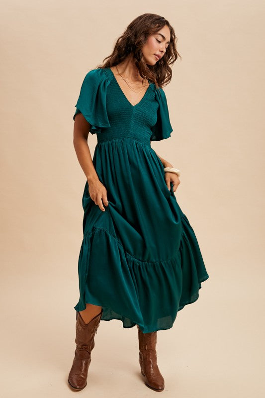 Emerald Silk Dress