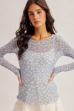 Daisy Print Mesh Top