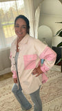 pink Color Block Shacket