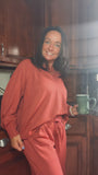Rust Waffel Knit Pants
