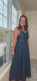 Navy Spaghetti Strap Dress