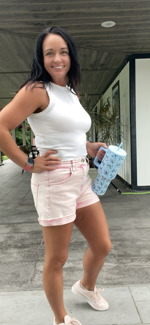 Acid washed Pink Shorts