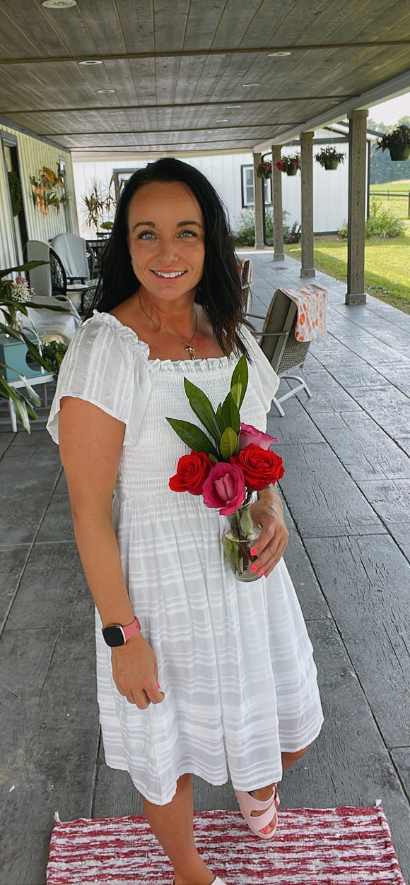 Smocked White Dress