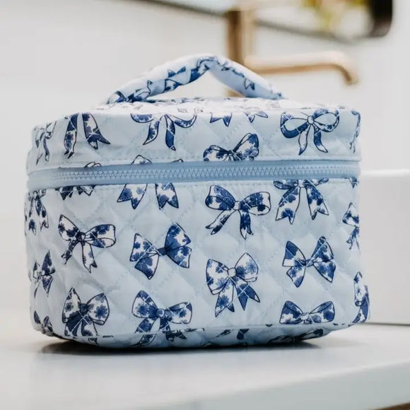 Blue Bow Makeup Bag