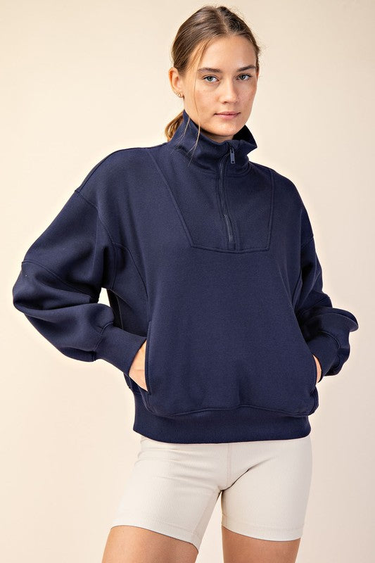 Navy Quarter Zip Sweatshirt