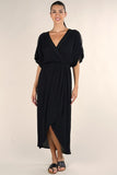 Black Faux Wrap Dress