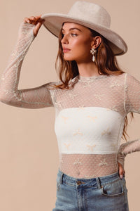 Sheer Lace Top /Oatmeal
