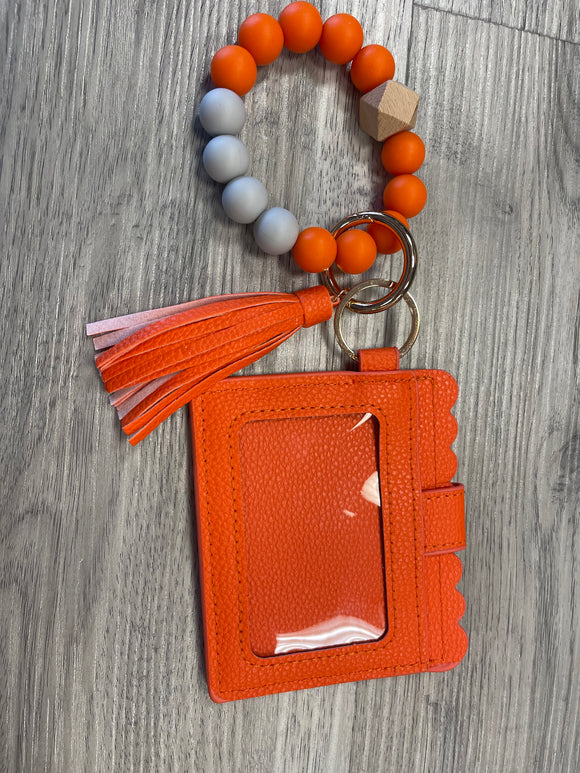 Key Ring Bracelet Combo  Wallet./Orange